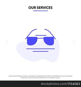 Our Services Glasses, Eye, View, Spring Solid Glyph Icon Web card Template