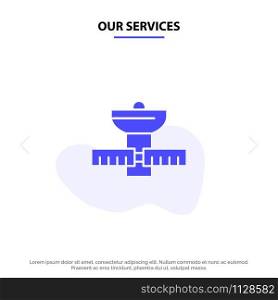 Our Services Gps, Space, Satellite, Satellite, Space Solid Glyph Icon Web card Template