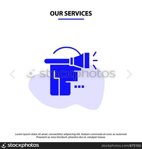 Our Services Head, Human, Technology, Virtual Reality Solid Glyph Icon Web card Template
