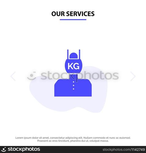 Our Services Head, Life, Problem, Stress, Weight Solid Glyph Icon Web card Template