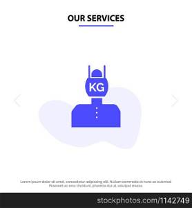Our Services Head, Life, Problem, Stress, Weight Solid Glyph Icon Web card Template