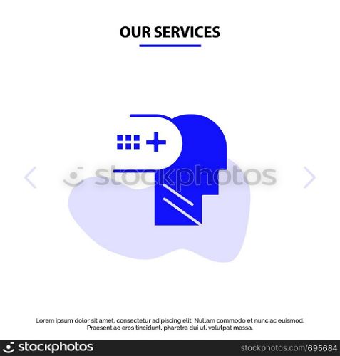 Our Services Health, Mental, Medical, Mind Solid Glyph Icon Web card Template