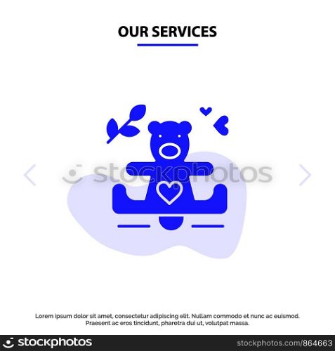 Our Services Hearts, Love, Loving, Wedding Solid Glyph Icon Web card Template