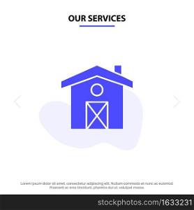 Our Services Home, House, Canada Solid Glyph Icon Web card Template