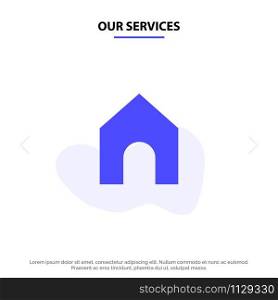 Our Services Home, Instagram, Interface Solid Glyph Icon Web card Template