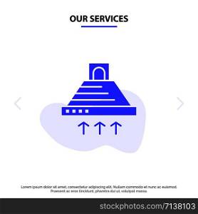 Our Services Hood, Cooking, Kitchen, Exhaust, Smoke Solid Glyph Icon Web card Template