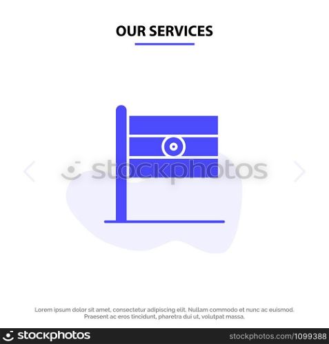 Our Services Indian, Flag, Sign, Day Solid Glyph Icon Web card Template