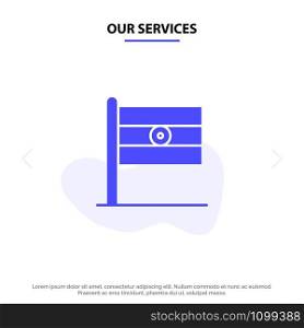 Our Services Indian, Flag, Sign, Day Solid Glyph Icon Web card Template
