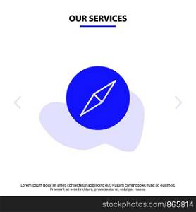 Our Services Instagram, Compass, Navigation Solid Glyph Icon Web card Template