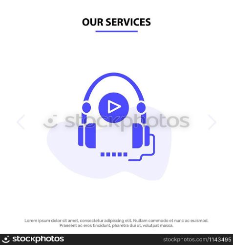 Our Services Language, Course, Language Course, Education Solid Glyph Icon Web card Template
