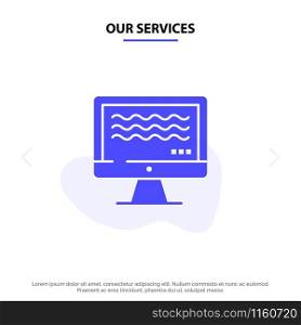 Our Services Live, Streaming, Live Streaming, Digital Solid Glyph Icon Web card Template