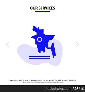 Our Services Map, Bangladesh Country, Bangladesh Solid Glyph Icon Web card Template
