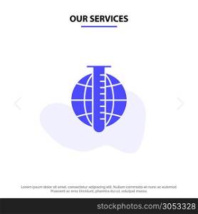 Our Services Market Analysis, Analysis, Data, Market, Research Solid Glyph Icon Web card Template