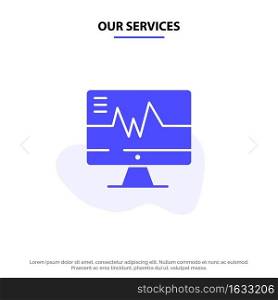 Our Services Medical, Hospital, Heart, Heartbeat Solid Glyph Icon Web card Template
