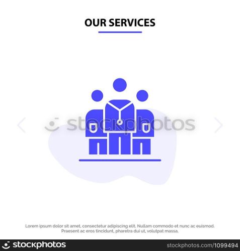 Our Services Medical, Medicine, Doctor, Hospital Solid Glyph Icon Web card Template