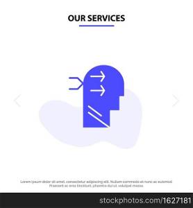Our Services Mental hang, Head, Brian, Thinking Solid Glyph Icon Web card Template