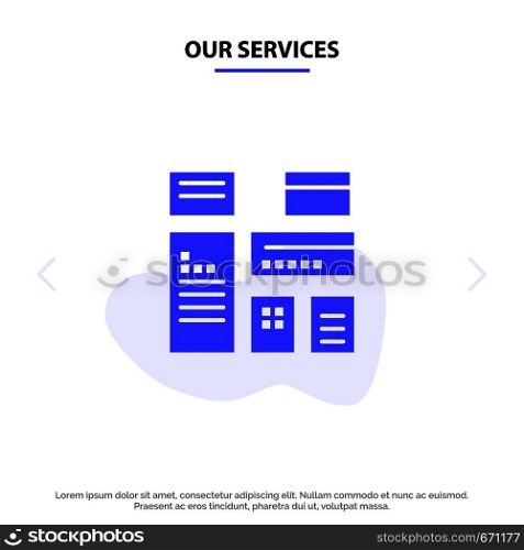 Our Services Native, Advertising, Native Advertising, Marketing Solid Glyph Icon Web card Template