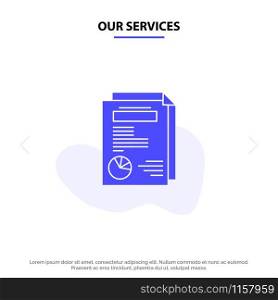 Our Services Page, Layout, Report, Presentation Solid Glyph Icon Web card Template