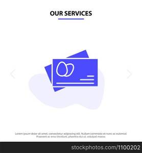 Our Services Passport, Egg, Easter Solid Glyph Icon Web card Template