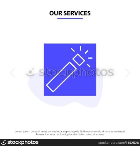 Our Services Photo, Photographer, Photography, Retouch Solid Glyph Icon Web card Template