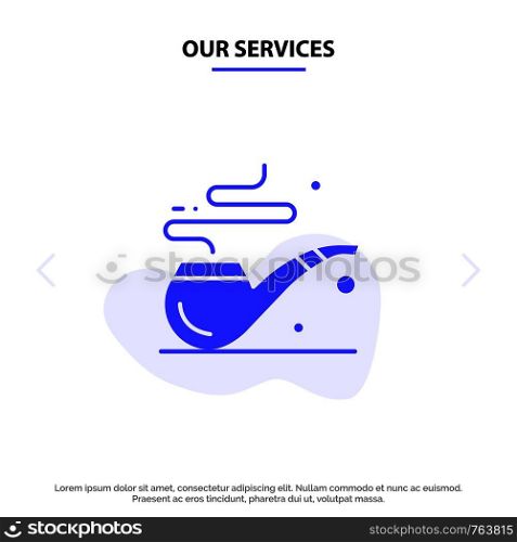Our Services Pipe, Smoke, St. Patrick, Tube Solid Glyph Icon Web card Template