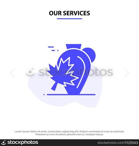 Our Services Pot, Autumn, Canada, Leaf, Maple Solid Glyph Icon Web card Template