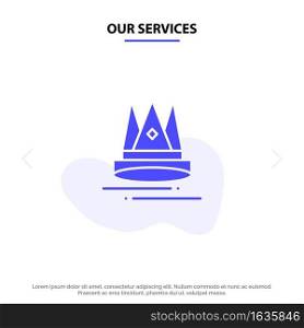 Our Services Premium, Content, Education, Marketing Solid Glyph Icon Web card Template