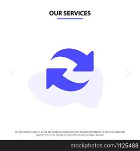 Our Services Refresh, Reload, Rotate, Repeat Solid Glyph Icon Web card Template