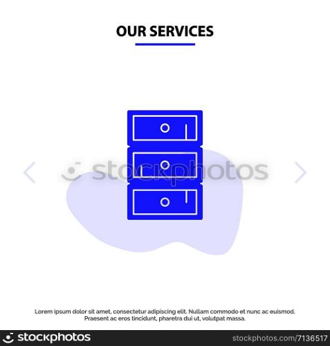 Our Services Safe, Cabinet, Closet, Cupboard Solid Glyph Icon Web card Template