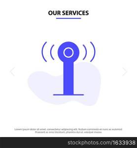 Our Services Service, Signal, Wifi Solid Glyph Icon Web card Template