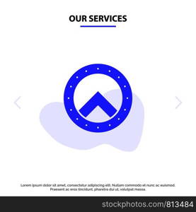 Our Services Shield, Security, Greece Solid Glyph Icon Web card Template