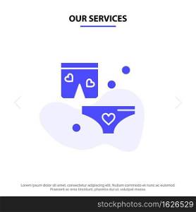Our Services Shots, Love, Night, Wedding Solid Glyph Icon Web card Template