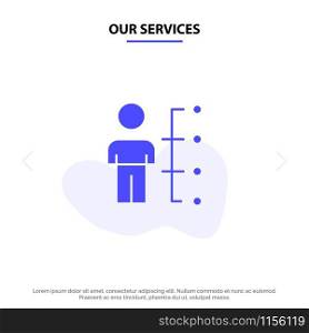 Our Services Skills, Abilities, Employee, Human, Man, People Solid Glyph Icon Web card Template