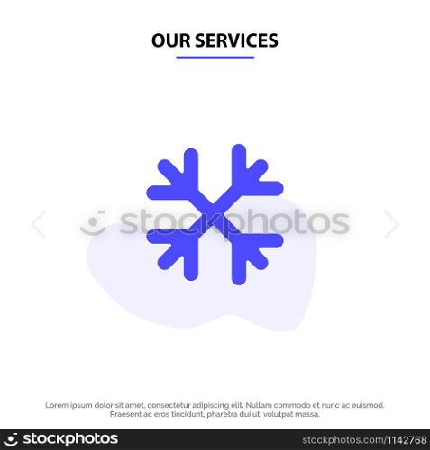 Our Services Snow, Snow Flakes, Winter, Canada Solid Glyph Icon Web card Template