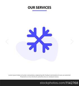 Our Services Snow, Snow Flakes, Winter, Canada Solid Glyph Icon Web card Template