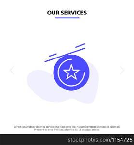 Our Services Star, Medal Solid Glyph Icon Web card Template