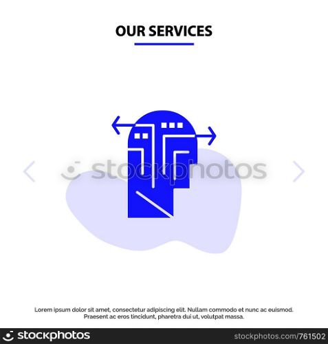 Our Services Strategy, Thinking, Mind, Head Solid Glyph Icon Web card Template