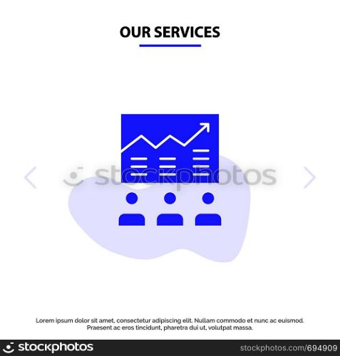 Our Services Team, Arrow, Business, Chart, Efforts, Graph, Success Solid Glyph Icon Web card Template