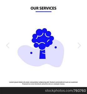 Our Services Tree, Apple, Apple Tree, Nature, Spring Solid Glyph Icon Web card Template