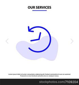 Our Services Twitter, Logo, Refresh Solid Glyph Icon Web card Template