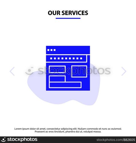 Our Services Website, Browser, Business, Corporate, Page, Web, Webpage Solid Glyph Icon Web card Template