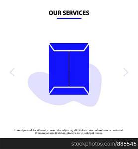 Our Services Window, Rack, Open, Closet, Box Solid Glyph Icon Web card Template