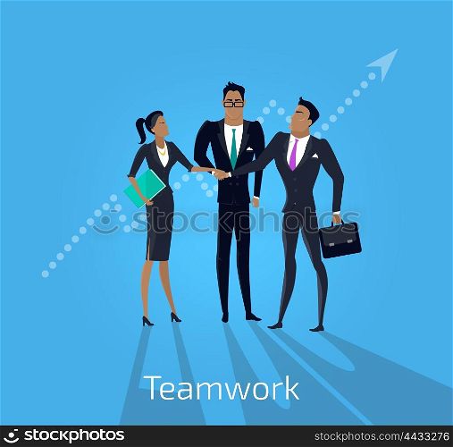 Our success team design. Teamwork and business our team business, office team, business success, work people, company and leadership, businessman and worker, resource office vector illustration