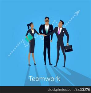Our success team design. Teamwork and business our team business, office team, business success, work people, company and leadership, businessman and worker, resource office vector illustration
