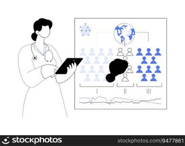 Outbreak investigation abstract concept vector illustration. Physician deals with outbreak pandemic investigation, control of infectious diseases, public health medicine abstract metaphor.. Outbreak investigation abstract concept vector illustration.