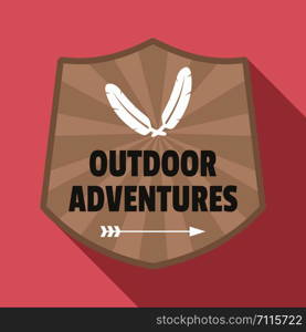 Outdoor adventures logo. Flat illustration of outdoor adventures vector logo for web design. Outdoor adventures logo, flat style