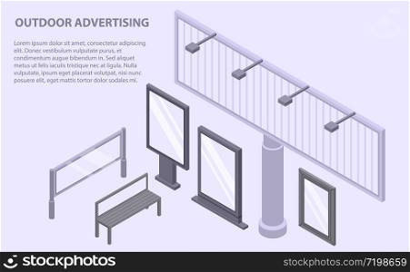 Outdoor advertising banner. Isometric illustration of outdoor advertising vector banner for web design. Outdoor advertising banner, isometric style