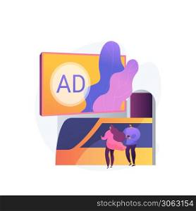 Outdoor advertising design abstract concept vector illustration. Out of home media, outdoor retail banner, creative advertising design, city billboard layout, marketing campaign abstract metaphor.. Outdoor advertising design abstract concept vector illustration.