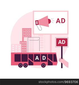 Outdoor advertising design abstract concept vector illustration. Out of home media, outdoor retail banner, creative advertising design, city billboard layout, marketing c&aign abstract metaphor.. Outdoor advertising design abstract concept vector illustration.