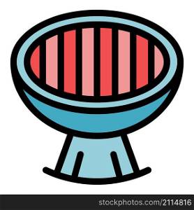 Outdoor grill icon. Outline outdoor grill vector icon color flat isolated. Outdoor grill icon color outline vector